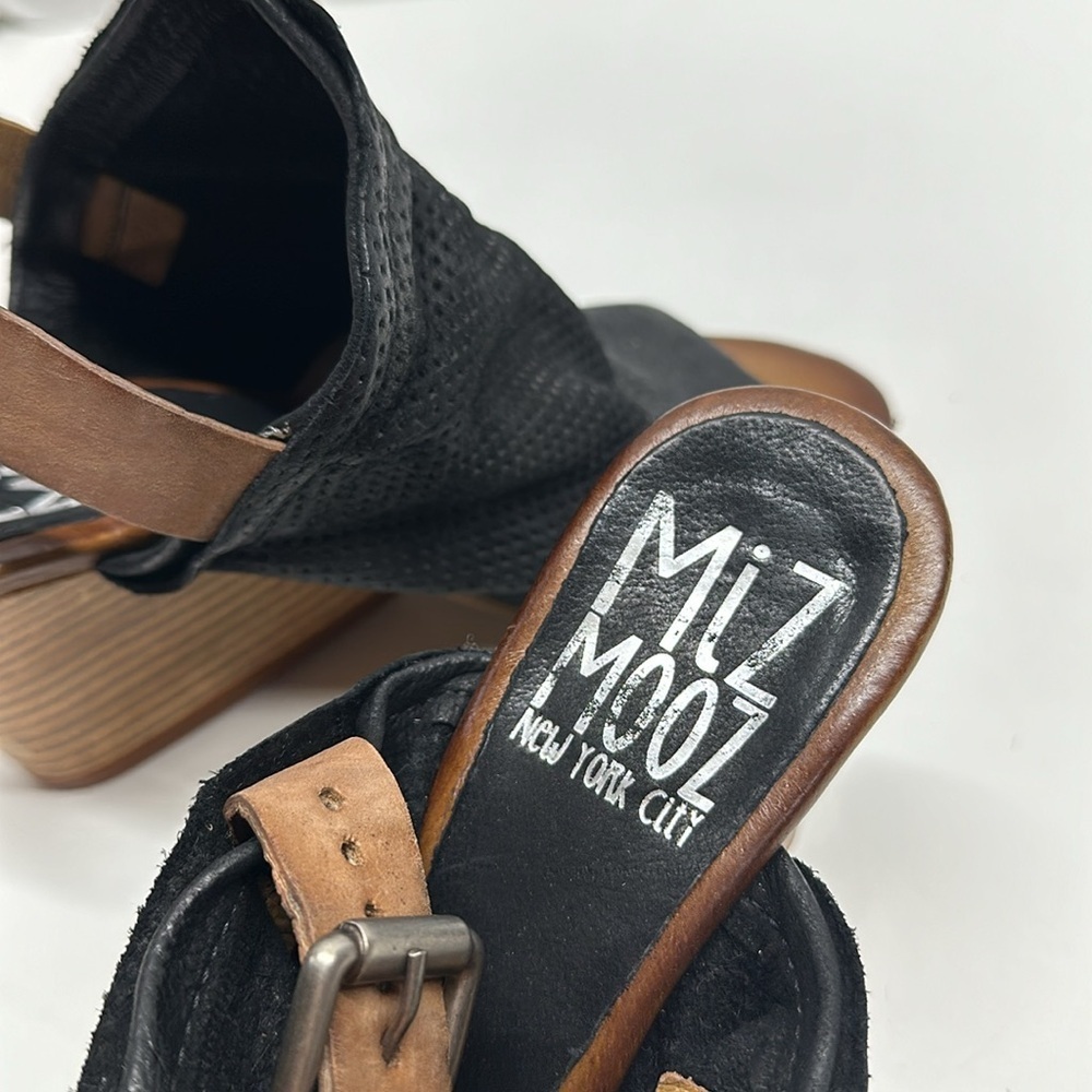 Miz Mooz Kona Wedge Sandal Shoes Open Toe Slingback Leather Black Size EU 36 6 - Picture 7 of 10